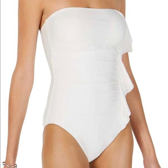 Dkny Other - DKNY One Piece White Ruffle Swimsuit 12 NEW
